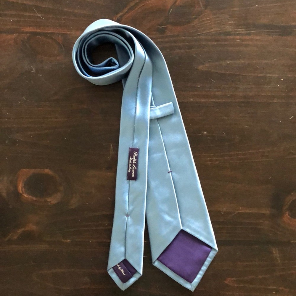 Light blue Ralph Lauren Purple Label Silk Tie